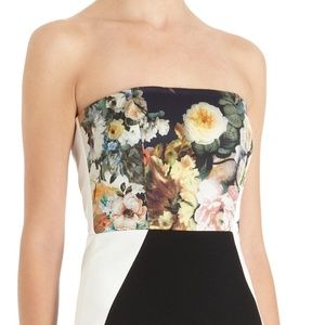 Mason x Barneys Exclusive Strapless Floral Dress